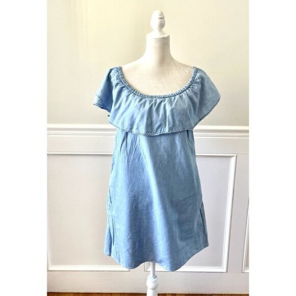 Charming Charlie Chambray Dress Off the Shoulder Denim M - Picture 1 of 5